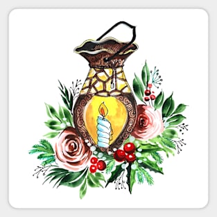 Lantern Christmas Watercolor Magnet